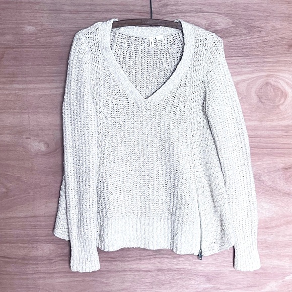 Anthropologie Moth knit sweater S small wool blend chunky v-neck zip - Picture 1 of 6